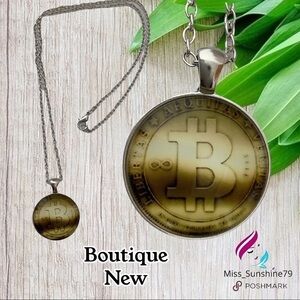 Boutique NEW - glass cabochon necklace BITCOIN